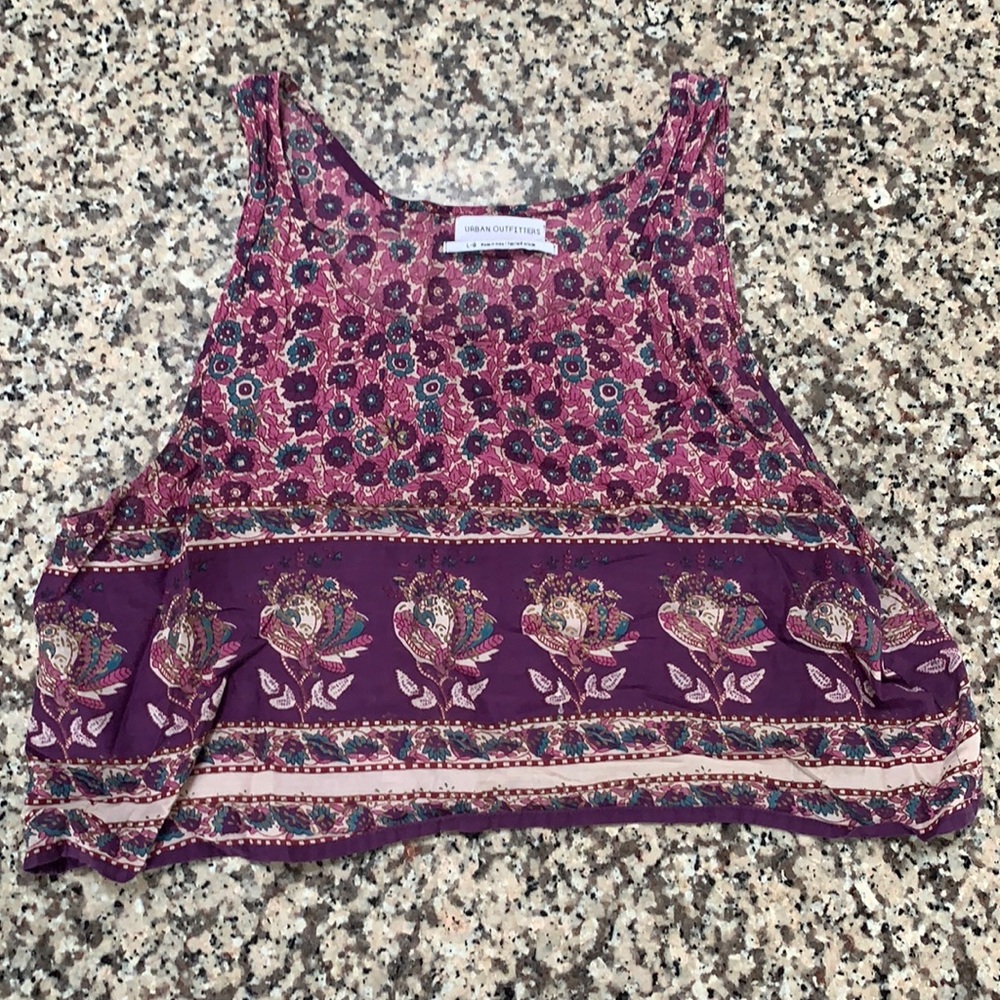 Purple patterned crop tank